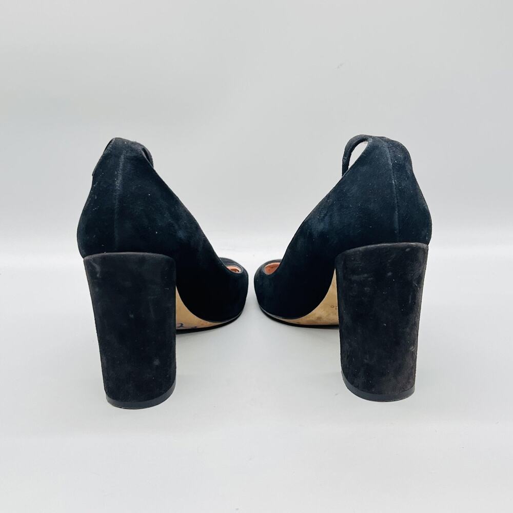 Kate Spade Shoes Womens 8 Black Suede Pearl Tie Strap Block Heel Pumps Italy - Picture 6 of 11